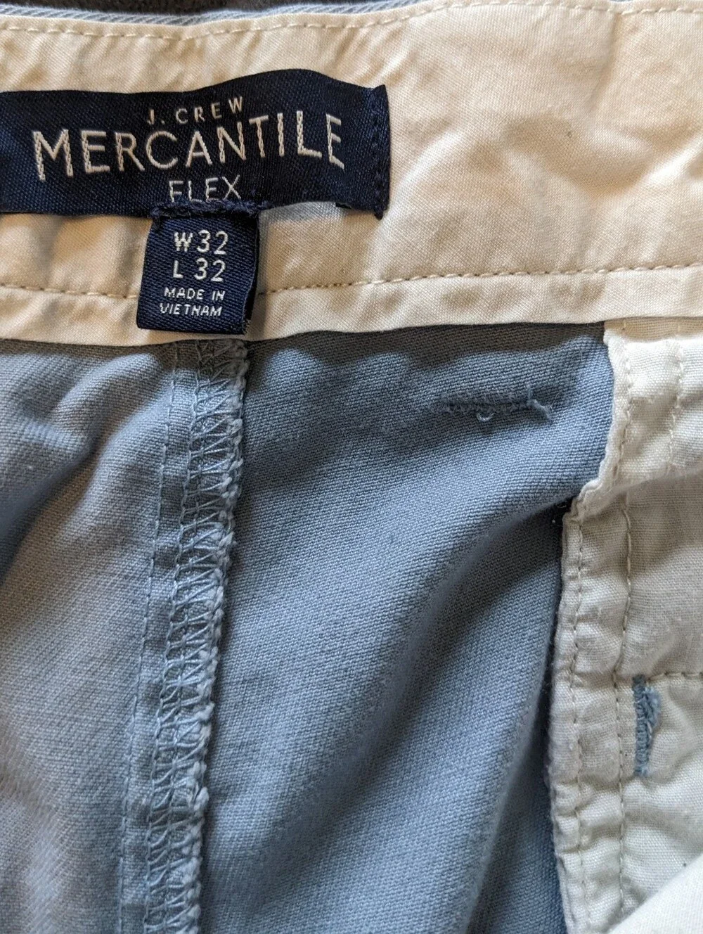 J. Crew Mercantile Flex Men's Cotton Light Blue Straight Leg Size W32 L32 Chinos